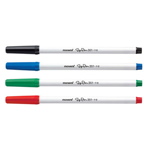 모나미 싸인펜 351 검정 파랑 빨강 12개입 수성사인펜
