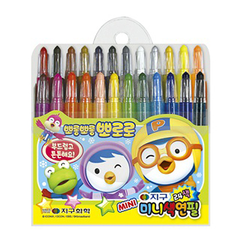 지구화학 뽀로로 미니 색연필 24색/ 샤프식 유아 어린이용 색연필