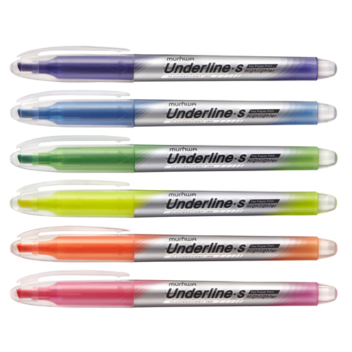 문화 언더라인 에스 형광펜 (노랑,분홍,연두,주황,파랑,보라) 12개입 사무용 학습용 형광펜