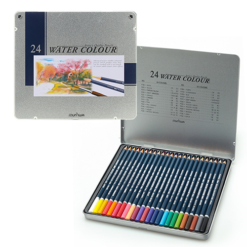 문화 수채 24색 색연필 (틴케이스)