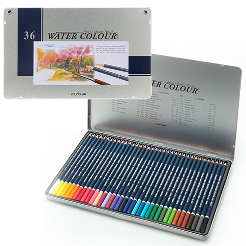 문화 수채 36색 색연필 (틴케이스)