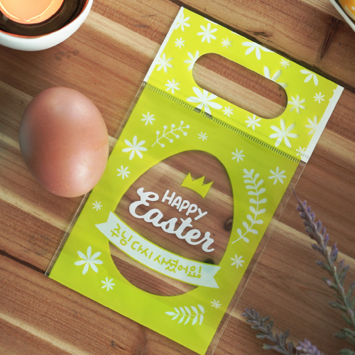 [글로리] 부활절 비닐쇼핑백(30+1) 애플그린 / 부활절 계란 달걀포장 패키지