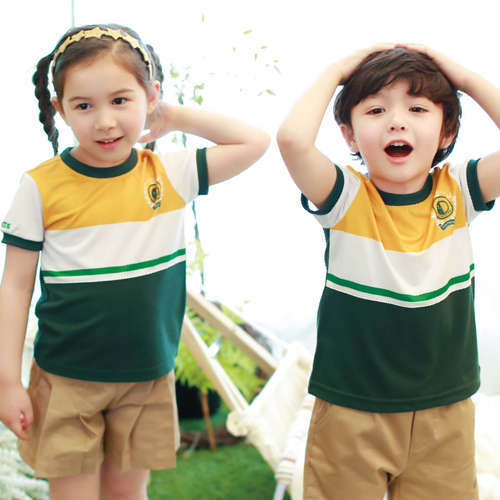 [리틀빔] S1802 (베이지팬츠/청지바지) / 하복 여름활동복 유치원 어린이집