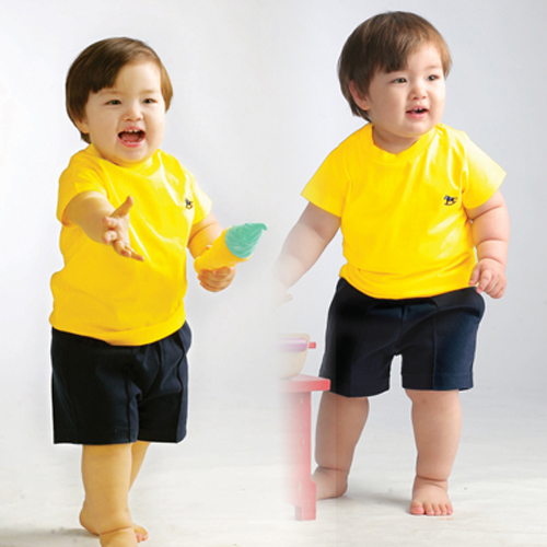 [서울원복] 영아용 CC-7 노랑T / 유치원 어린이집 여름 단체티셔츠 단체선물 개별구매가능