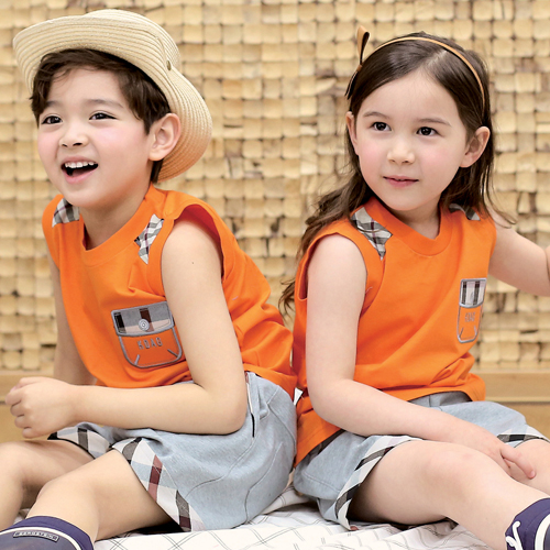 [키디앙쥬] 에일린 오렌지 민소매티 / 여름활동복 유치원 어린이집