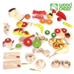 [우드피아] 원목 요리만들기(대)_66종 / 우드블럭 학습교구 우드피아