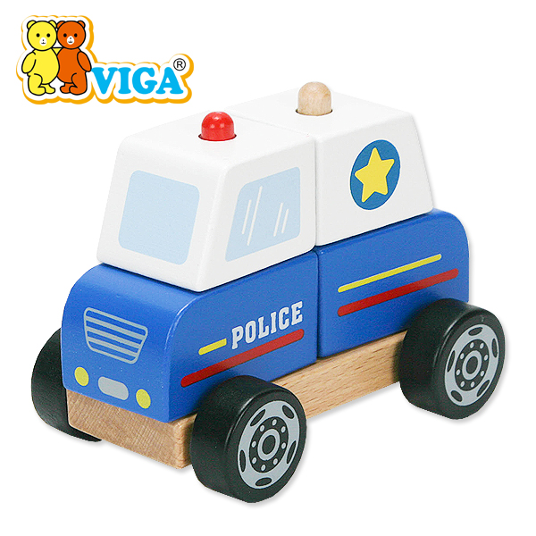 [Viga] 블럭 경찰차 / 원목 모형 장난감