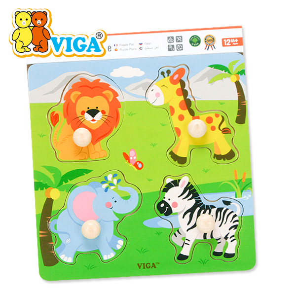 [Viga] 베베 야생동물 꼭지퍼즐 / 원목 조각 맞추기
