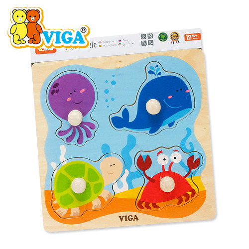 [Viga] 베베 해양동물 꼭지퍼즐 / 원목 조각 맞추기