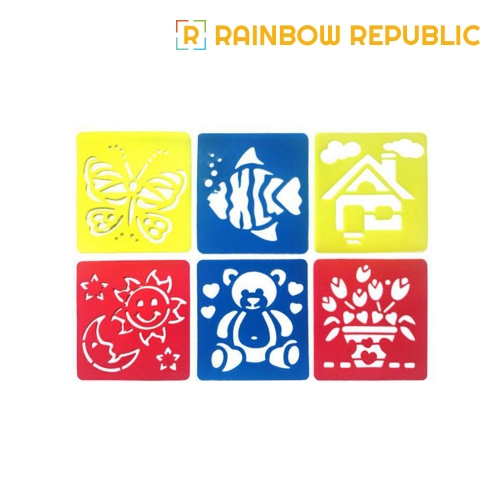 [레인보우] 소형 스텐실판 6종세트(자연3) / 물감놀이 가이드라인