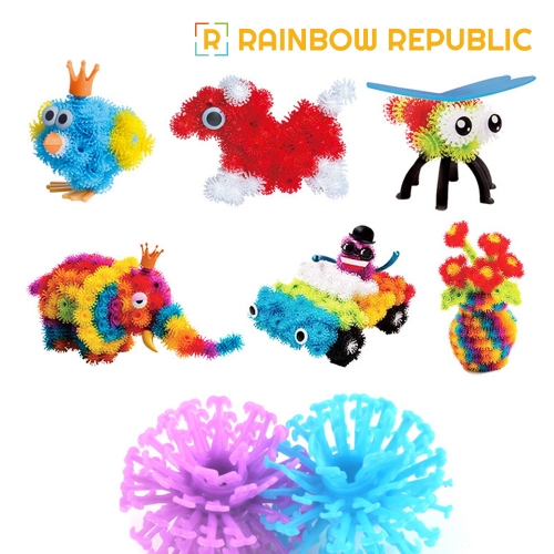 [레인보우] 찍찍이 블럭(번챔블럭) / 고리 작품 완성하기