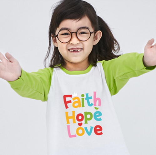 [마이제이디] 믿음소망사랑(5색)_긴팔 매직컬러나그랑티셔츠 / 교회 주일학교 성경학교 티셔츠